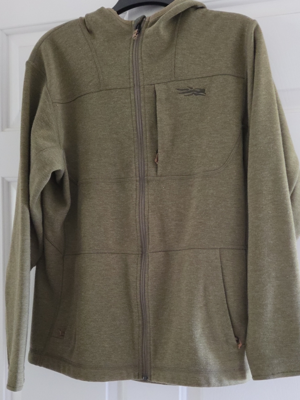 Men's Olive Green Full-Zip Performance Hoodie Jacket